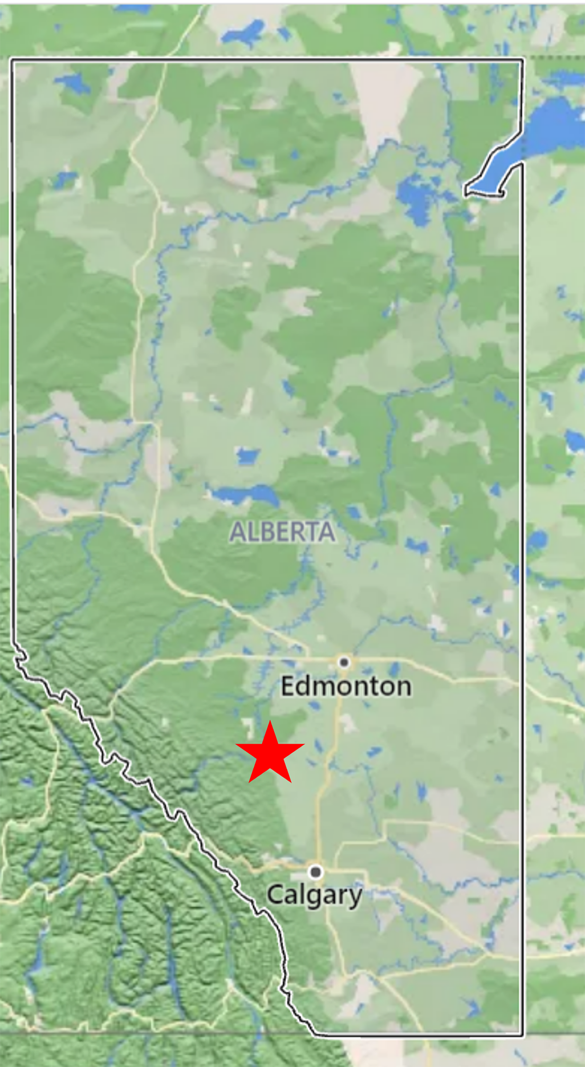 Carte de l’Alberta indiquant l’emplacement de la localité de Fairview.