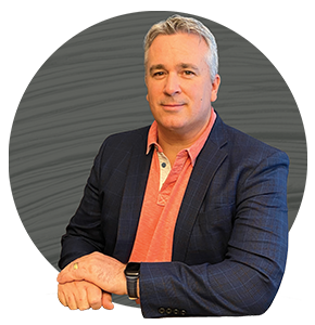 IAC member, Scott Patles-Richardson on gray circular background