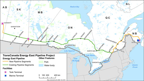 TransCanada Energy East Pipeline Project Map
