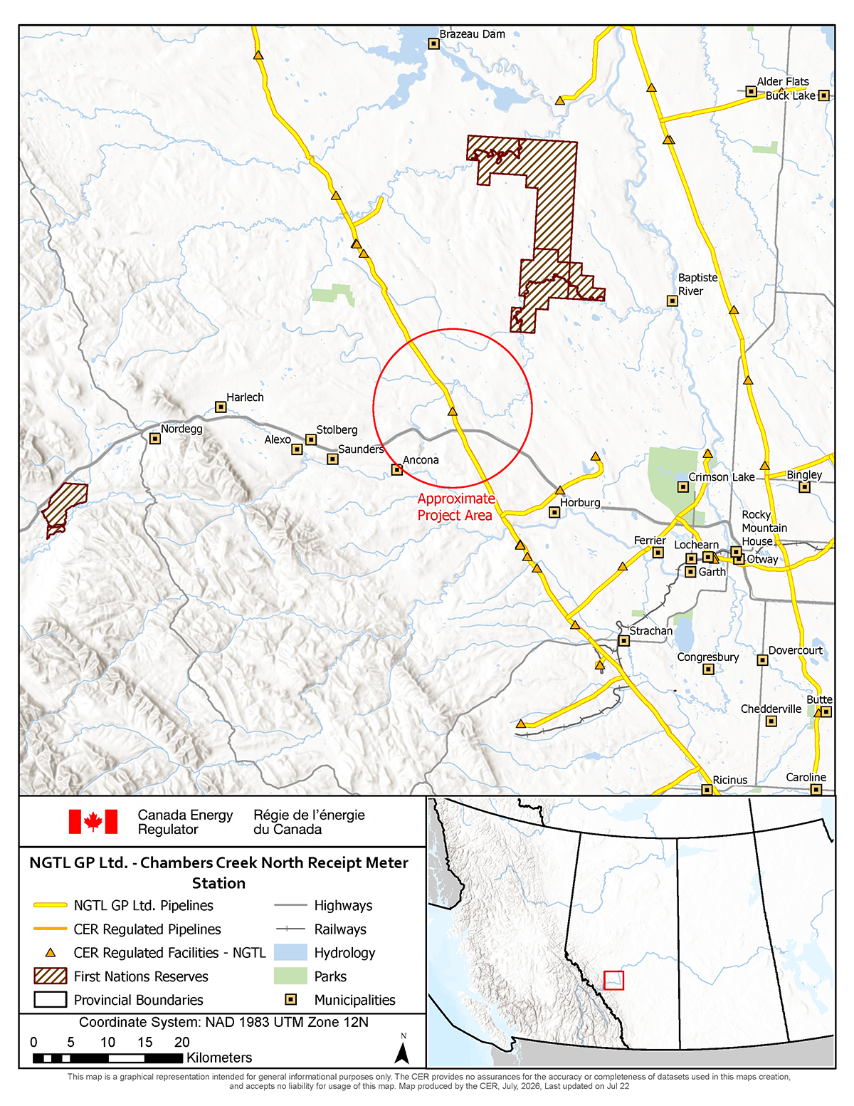 NGTL GP Ltd., as general partner on behalf of NGTL Limited Partnership - Chambers Creek North Receipt Meter Station map