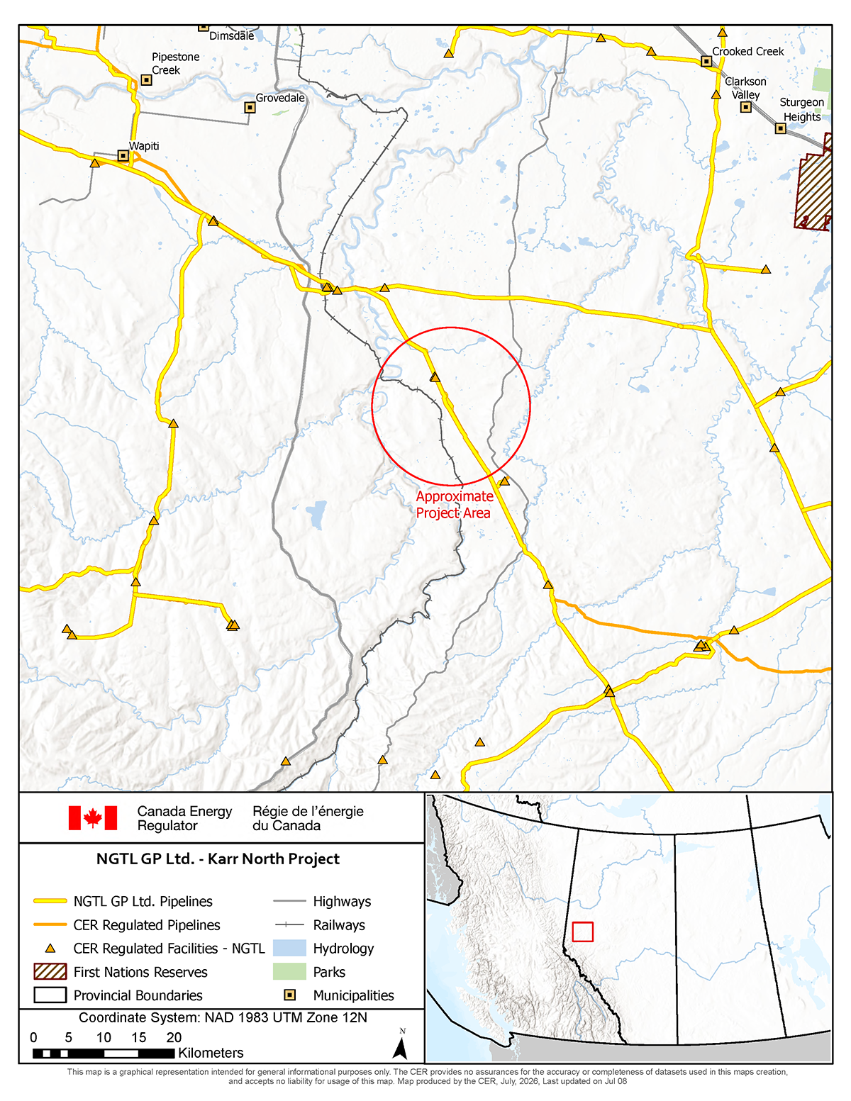 NGTL GP Ltd., as general partner on behalf of NGTL Limited Partnership - Grande Prairie Mainline Loop No. 3 – Karr North Section map