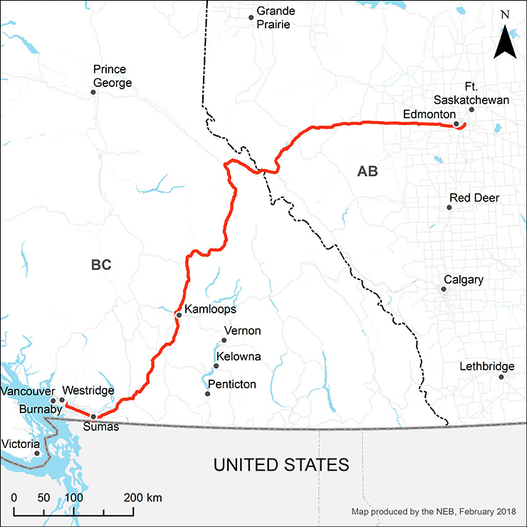 Trans Mountain Expansion Project configuration map