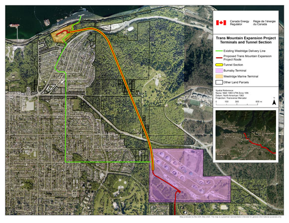 Trans Mountain Expansion Project Terminals and Tunnel Section Map