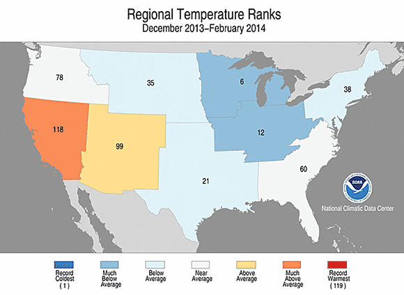 Figure 5.5: December 2013-February 2014 Temperature Data for the U.S.
