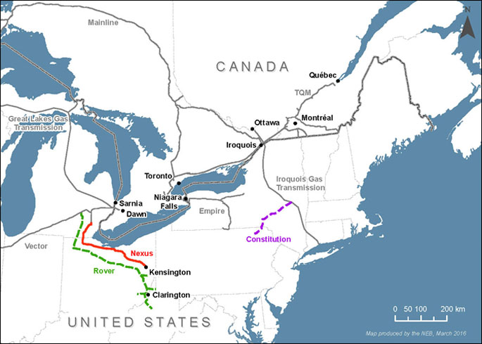Figure 16: Pipeline Proposals to Supply Gas to Ontario and Quebec
