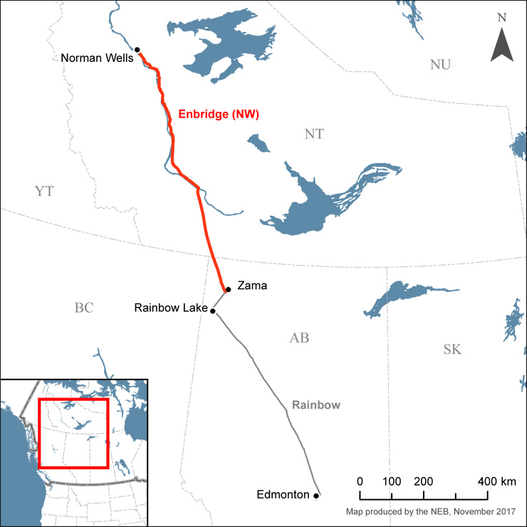 Norman Wells pipeline system map