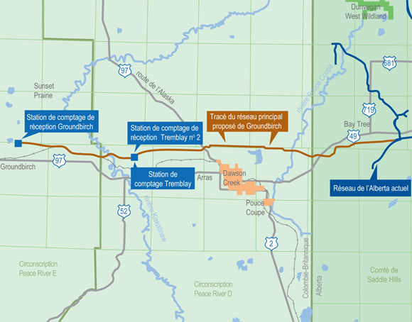 Carte du Projet de pipeline Groundbirch