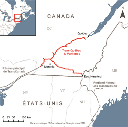 Carte – Réseau de Gazoduc Trans Québec & Maritimes