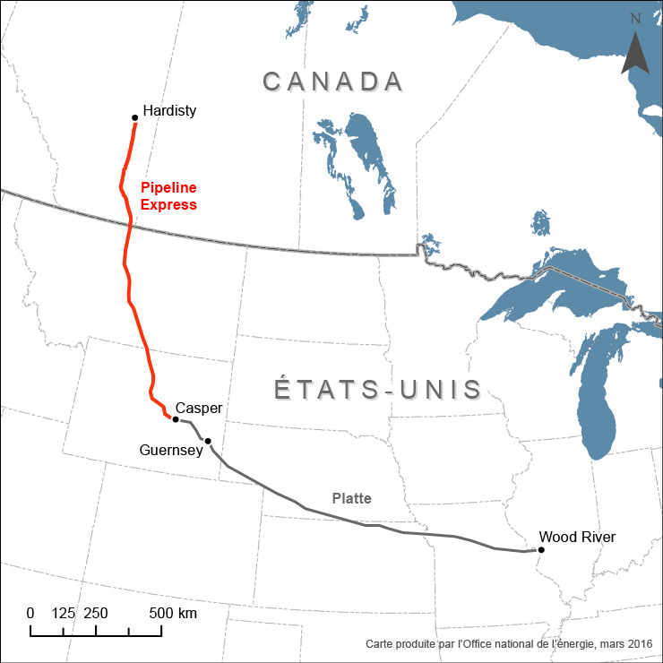 Carte du réseau pipelinier d'Express