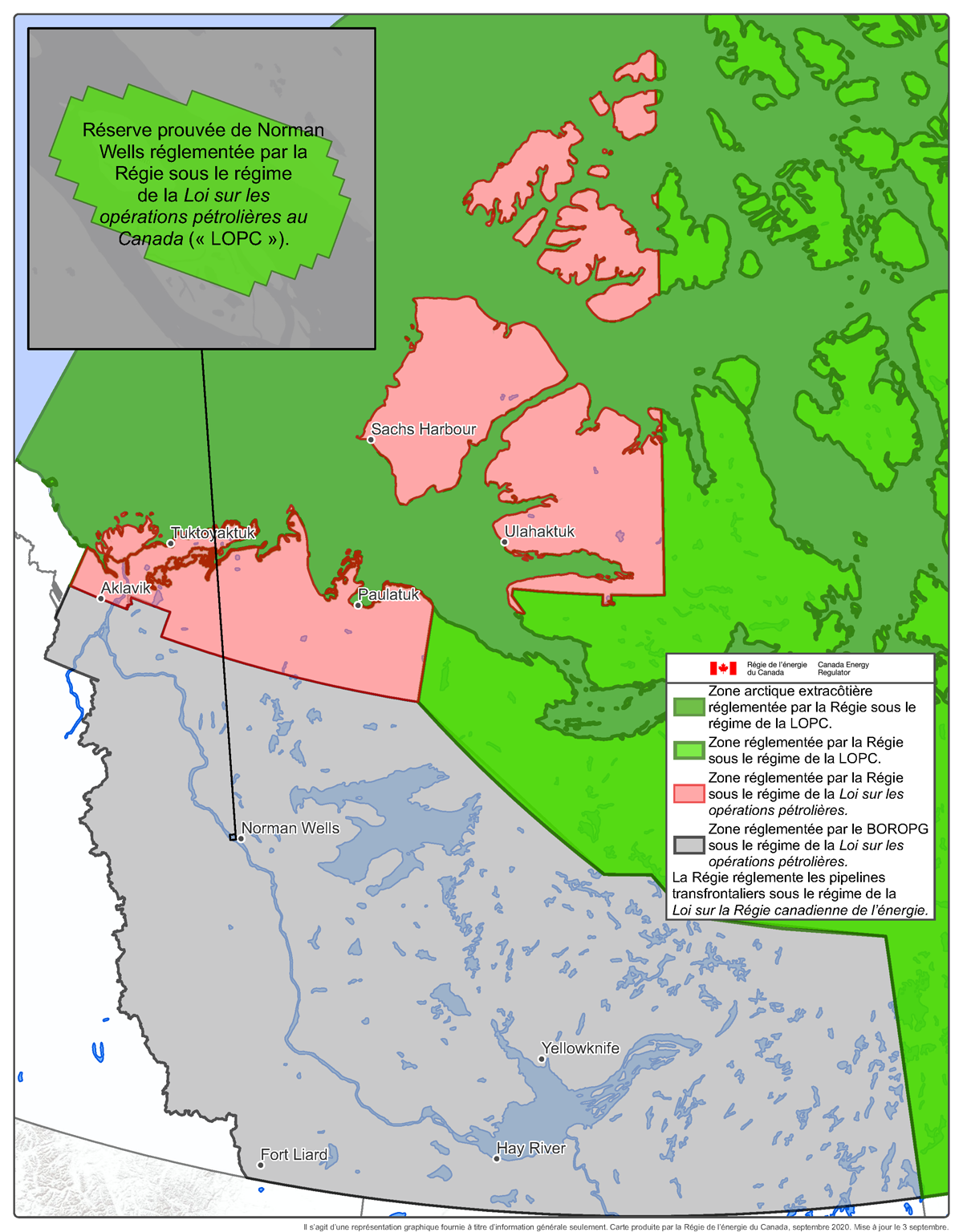 Carte – Réserve prouvée de la région de Norman Wells réglementée par la Régie en vertu de la Loi sur les opérations pétrolières (« LOPC »)