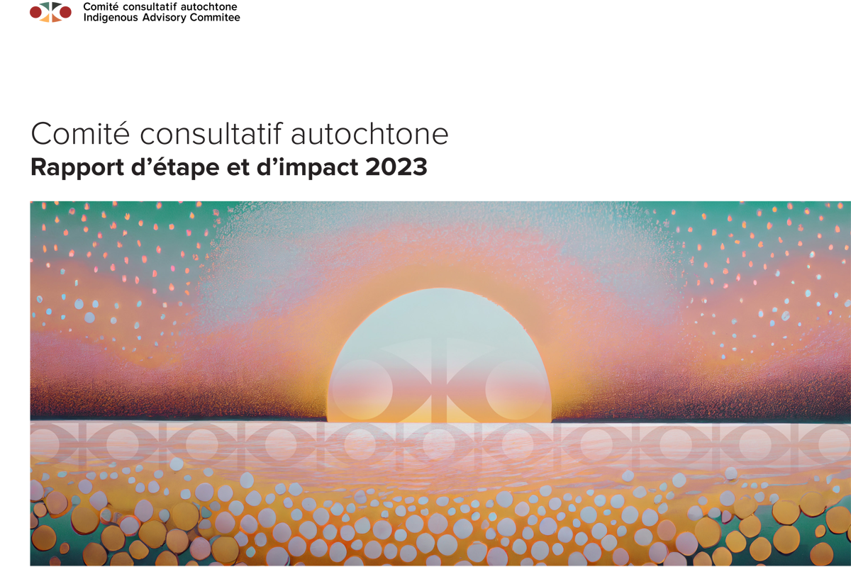 Peinture numérique d’un coucher de soleil au-dessus de la mer, sur laquelle figurent des représentations abstraites de taches solaires et des bulles.