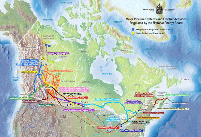 Map of NEB-regulated pipelines