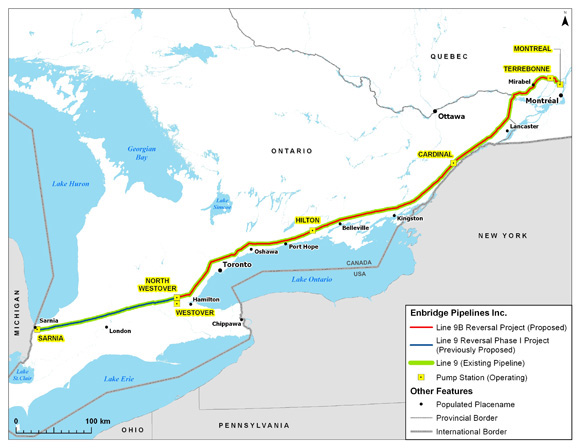 MAP 1: Enbridge’s Line 9 Pipeline