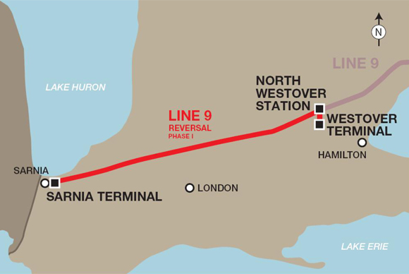 Map of Line 9 Reversal Phase I Project