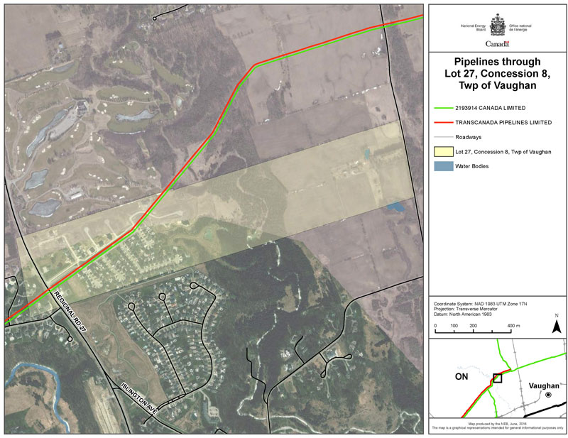 Pipelines through Lot 27, Concession 8, Twp of Vaughan