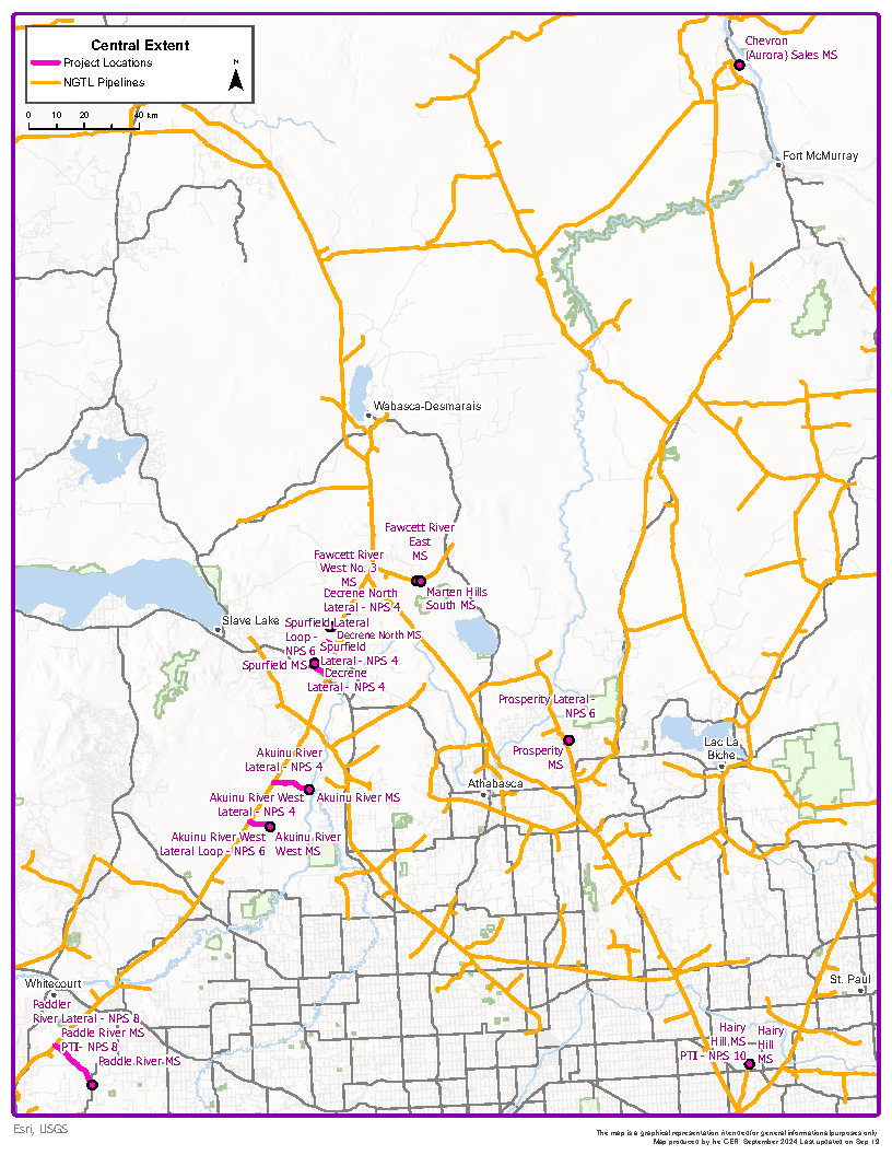 NGTL GP 2024 Meter Stations and Laterals Abandonment Program - Central map