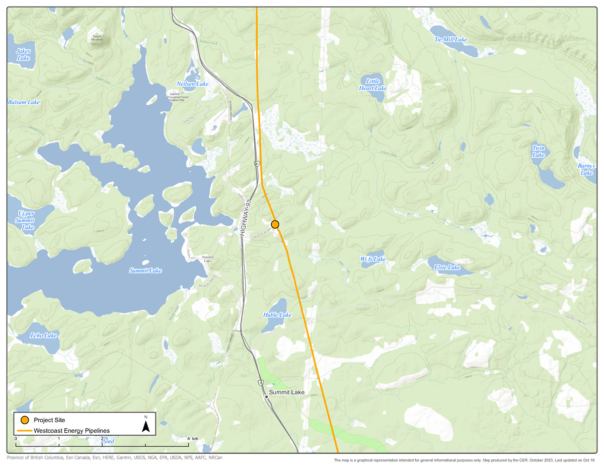 Westcoast Energy Inc. Meter Station 27 Replacement map