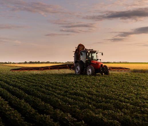 Tracteur dans un champ.