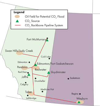 Alberta Backbone CO<sub>2</sub> Pipeline Schematic