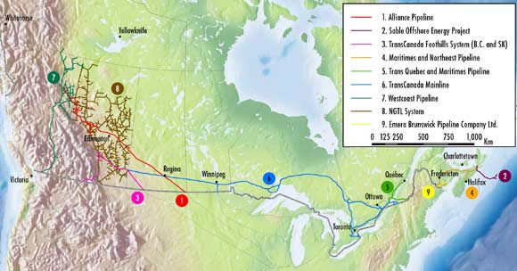 Figure 3.1 - Major Natural Gas Pipelines Regulated by the NEB