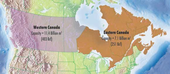 Figure 3.4 - Distribution of Canadian Gas Storage, 2009
