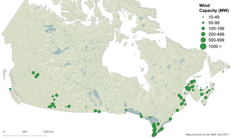 Figure 10 – Map of Wind Power Plants in Canada