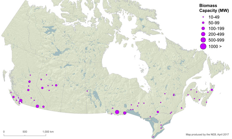 Figure 13 – Map of Biomass Power Plants in Canada