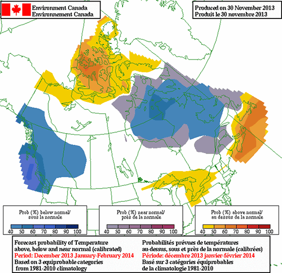 Figure 5.3: Prévisions saisonnières d’Environnement Canada au 30 novembre 2013