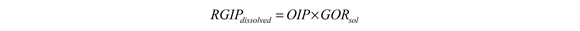 Equation used to estimate dissolved raw gas in place