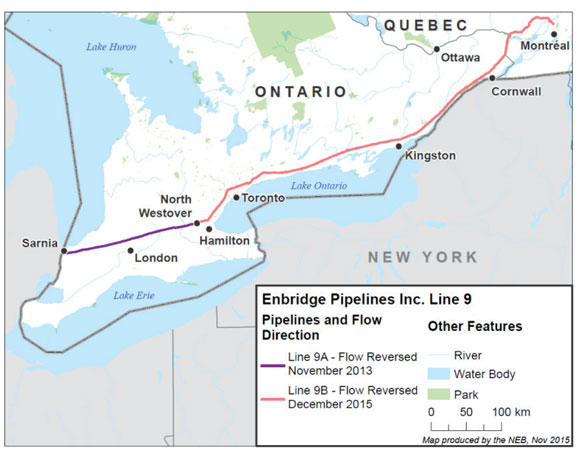 Figure 8 Map of Enbridge Line 9