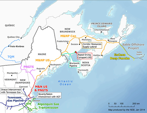 Figure 13 Natural gas infrastructure in the Maritimes and U.S. Northeast Market