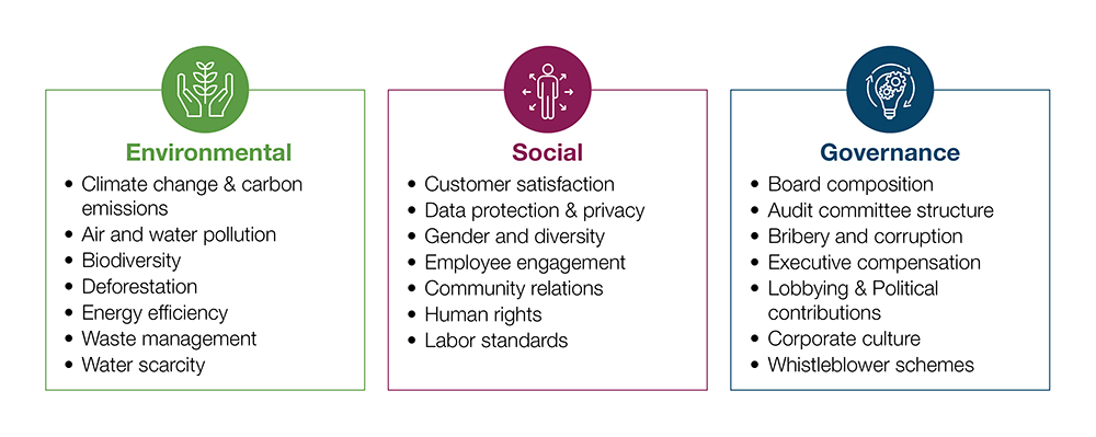 Examples of Environmental, Social, and Governance (ESG) Metrics