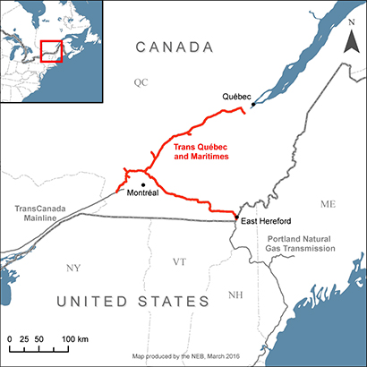 Map – Trans Quebec & Maritimes Pipeline