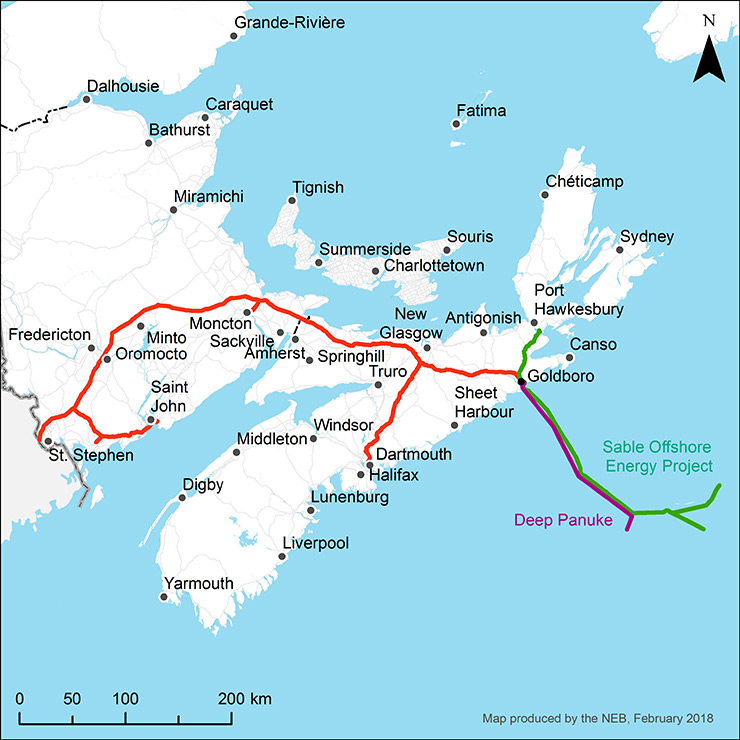 Maritimes & Northeast pipeline system map