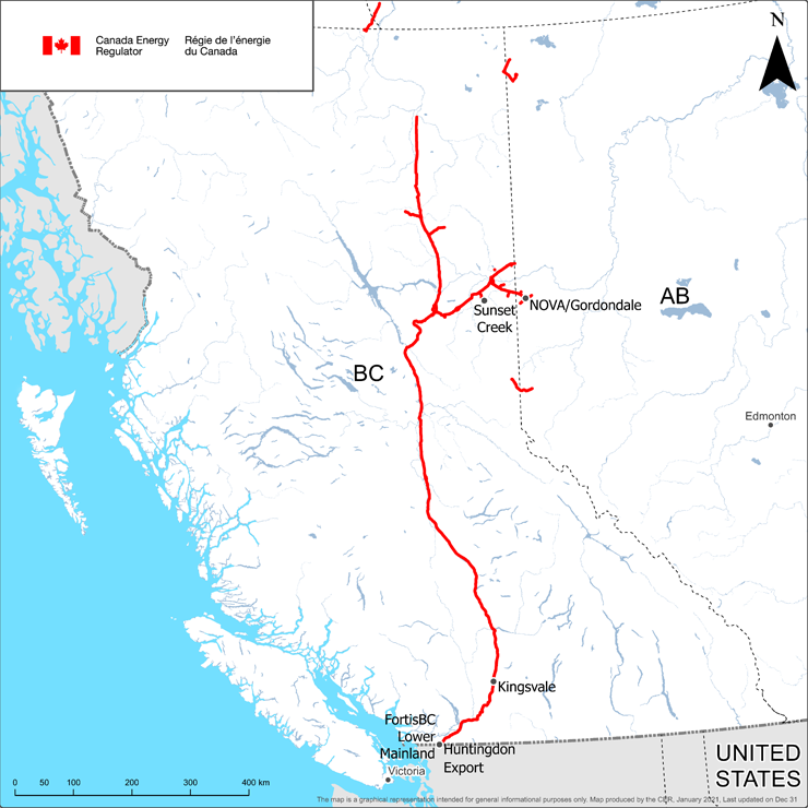 Westcoast or BC pipeline system map