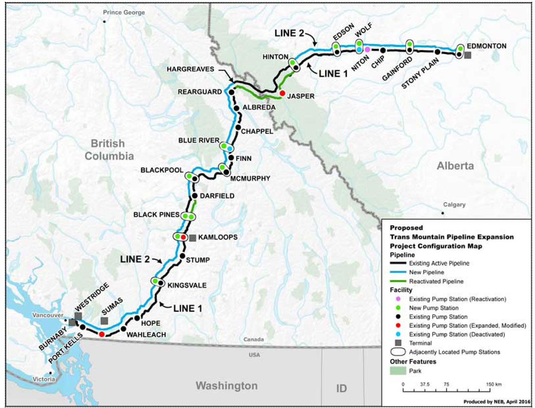Figure 1: Trans Mountain Pipelines ULC – Proposed Trans Mountain Pipeline Expansion Project Configuration Map