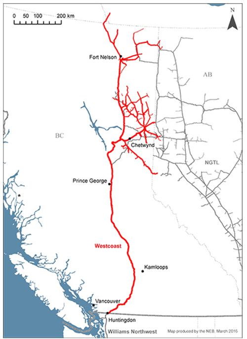 Figure 1 : Carte du réseau de transport Westcoast