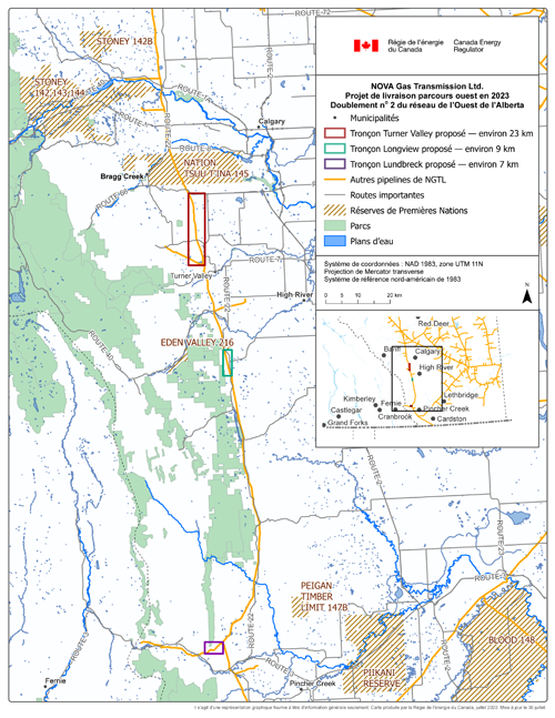 NOVA Gas Transmission Ltd. – Livraison parcours ouest en 2023 – Carte
