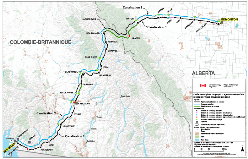 Proposed Trans Mountain Pipeline Expansion Project Configuration Map
