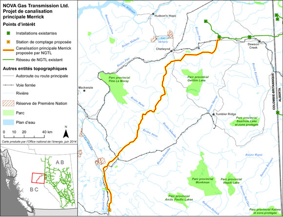Carte du projet de canalisation principale Merrick