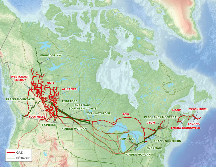 Carte des principaux réseaux pipeliniers réglementés par l’Office