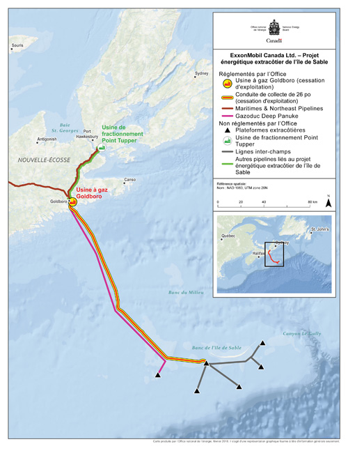 Carte du Projet énergétique extracôtier de l’île de Sable