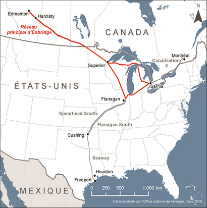 Carte – Réseau principal de Pipelines Enbridge Inc. 