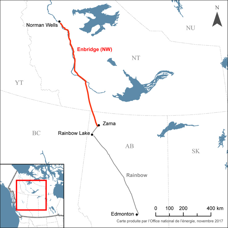 Carte du réseau pipelinier Norman Wells