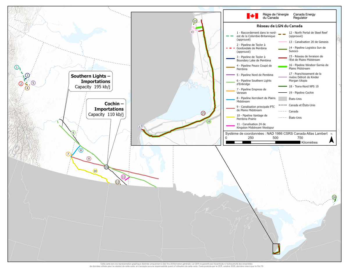 Pipelines de LGN réglementés par la Régie