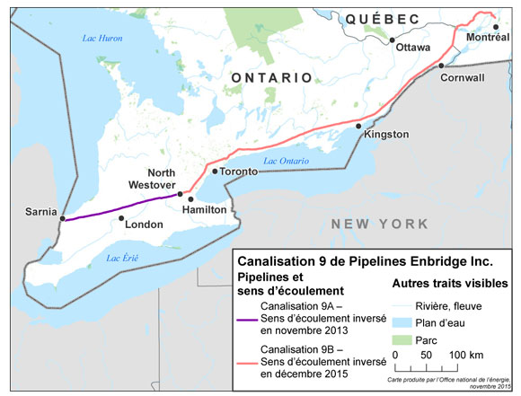 Figure 8 Carte illustrant la canalisation 9 d’Enbridge