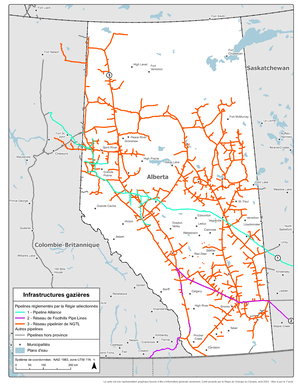 Figure 4 : Carte des infrastructures du gaz naturel