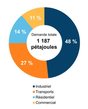 Figure 5 – Demande pour utilisation finale selon le secteur (2020)