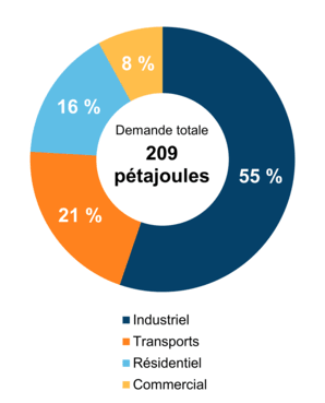 Figure 5 – Demande pour utilisation finale selon le secteur (2020)