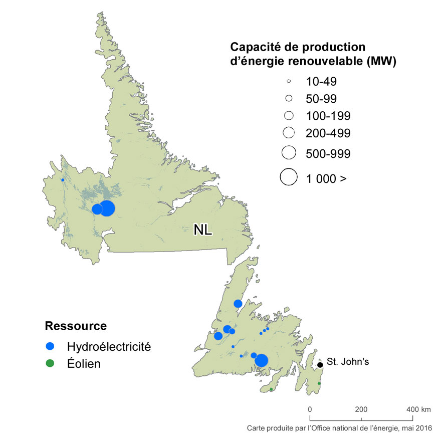 FIGURE 21 Ressources renouvelables et capacité de production à Terre-Neuve-et-Labrador